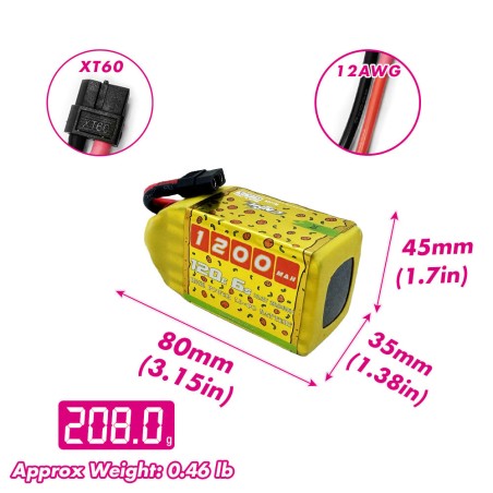 Value Edition CNHL Pizza Series V2.0 1200mAh 22.2V 6S 120C Lipo Battery with XT60 Plug