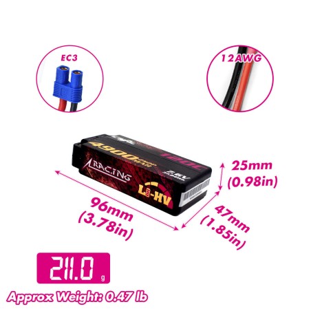 Value Edition CNHL Racing Series LiHV 4900 mAh 7,6 V 2S2P 120C HV Shorty Hartschalen-Lipo-Akku mit EC3-Stecker