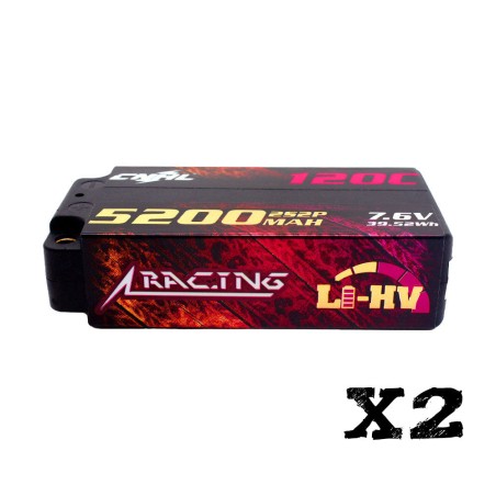 Value Edition [Combo] 2 Packungen CNHL Racing Series LiHV 5200 mAh 7,6 V 2S 120C HV Shorty Hartschalen-Lipo-Akku mit EC3-Stecker