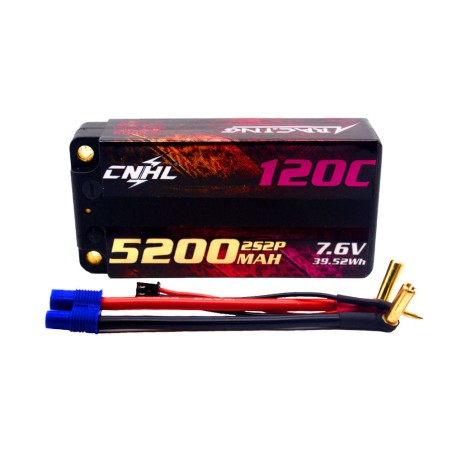 Value Edition [Combo] 2 Packungen CNHL Racing Series LiHV 5200 mAh 7,6 V 2S 120C HV Shorty Hartschalen-Lipo-Akku mit EC3-Stecker