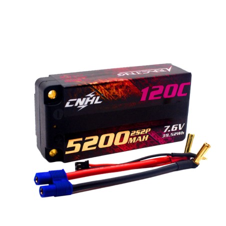 Value Edition [Combo] 2 Packungen CNHL Racing Series LiHV 5200 mAh 7,6 V 2S 120C HV Shorty Hartschalen-Lipo-Akku mit EC3-Stecker