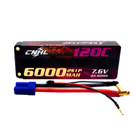 Value Edition CNHL Racing Series LiHV 6000 mAh 7,6 V 2S 120C HV Hartschalen-Lipo-Akku mit EC5-Stecker für RC Racing