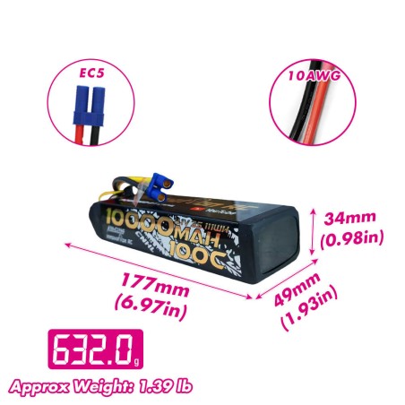 Value Edition CNHL Racing Series 10000mAh 14,8V 4S 100C Lipo-Akku mit QS8-Stecker