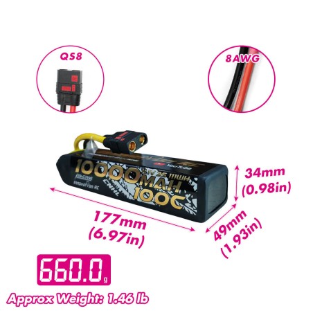 Value Edition CNHL Racing Series 10000mAh 14,8V 4S 100C Lipo-Akku mit QS8-Stecker