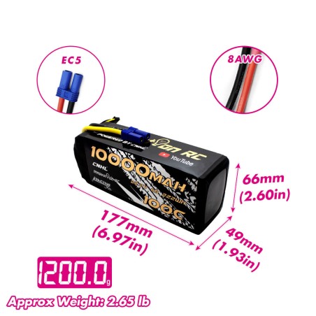 Value Edition CNHL Racing Series 10000mAh 22,2V 6S 100C Lipo-Akku mit EC5-Stecker