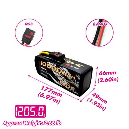 Value Edition CNHL Racing Series 10000 mAh 22,2 V 6S 100C Lipo-Akku mit QS8-Stecker