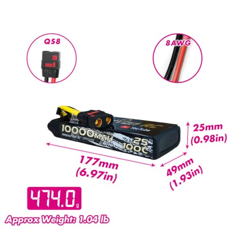 Value Edition CNHL Racing Series 10000mAh 14,8V 4S 100C Lipo-Akku mit QS8-Stecker