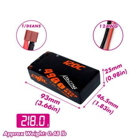 Value Edition [Combo] 2 Packungen CNHL Racing Series 4900 mAh 7,4 V 2S2P 120C Hartschalen-Lipo-Akku mit T/Dean-Stecker