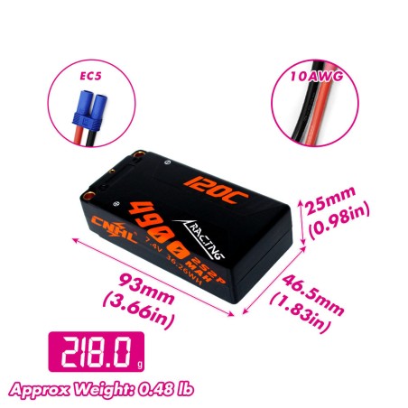 Value Edition CNHL Racing Series 4900 mAh 7,4 V 2S2P 120C Hartschalen-Lipo-Akku mit EC5-Stecker