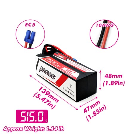 Value Edition CNHL Racing Series 5200 mAh 14,8 V 4S 100C Hartschalen-Lipo-Akku mit EC5-Stecker