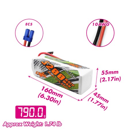 Value Edition CNHL Racing Series 5200 mAh 22,2 V 6S 90C Lipo-Akku mit EC5-Stecker