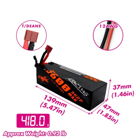 Value Edition CNHL Racing Series 5600 mAh 11,1 V 3S2P 120C Hartschalen-Lipo-Akku mit T/Dean-Stecker