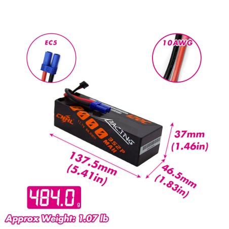 Value Edition CNHL Racing Series 5600 mAh 11,1 V 3S2P 120C Hartschalen-Lipo-Akku mit EC5-Stecker