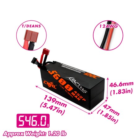 Value Edition CNHL Racing Series 5600 mAh 14,8 V 4S2P 120C Hartschalen-Lipo-Akku mit T/Dean-Stecker