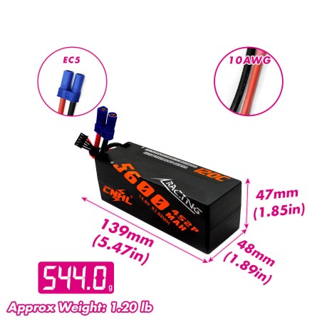 Value Edition CNHL Racing Series 5600 mAh 14,8 V 4S2P 120C Hartschalen-Lipo-Akku mit EC5-Stecker