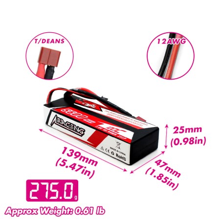 Value Edition [Combo] 2 Packungen CNHL Racing Series 5600 mAh 7,4 V 2S 100 C Hartschalen-Lipo-Akku mit T/Dean-Stecker