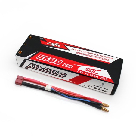 Value Edition [Combo] 2 Packungen CNHL Racing Series 5600 mAh 7,4 V 2S 100 C Hartschalen-Lipo-Akku mit T/Dean-Stecker