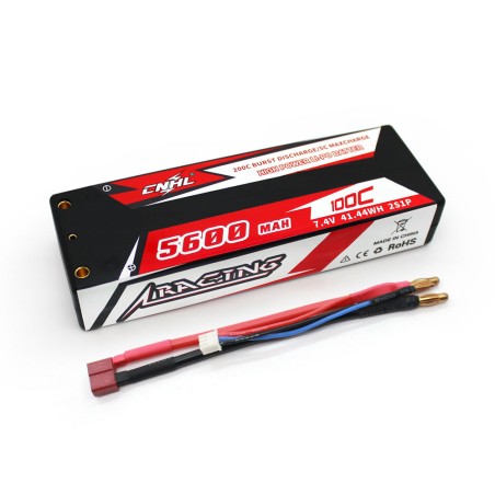 Value Edition [Combo] 2 Packungen CNHL Racing Series 5600 mAh 7,4 V 2S 100 C Hartschalen-Lipo-Akku mit T/Dean-Stecker