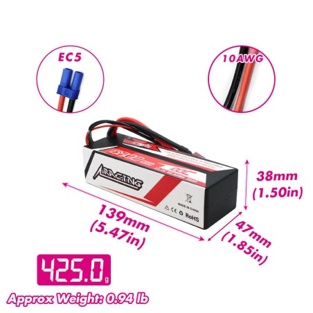 Value Edition CNHL Racing Series 6200 mAh 11,1 V 3S 100C Hartschalen-Lipo-Akku mit EC5-Stecker