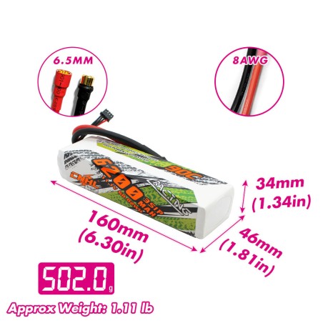 Value Edition CNHL Racing Series 6200 mAh 11,1 V 3S 90C Lipo-Akku mit 6,5 mm Rundstecker