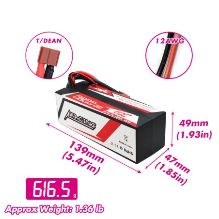 Value Edition CNHL Racing Series 6200 mAh 14,8 V 4S 100C Hartschalen-Lipo-Akku mit T/Dean-Stecker