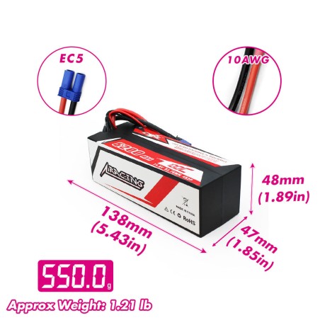 Value Edition CNHL Racing Series 6200 mAh 14,8 V 4S 100C Hartschalen-Lipo-Akku mit EC5-Stecker