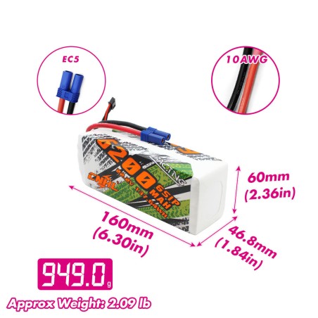 Value Edition CNHL Racing Series 6200 mAh 22,2 V 6S 90C Lipo-Akku mit EC5-Stecker