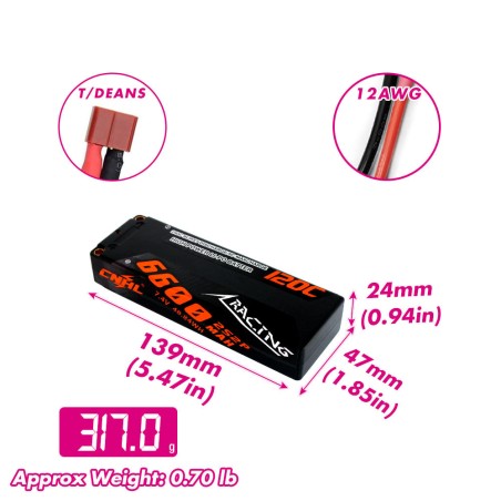 Value Edition CNHL Racing Series 6600 mAh 7,4 V 2S 120C Hartschalen-Lipo-Akku mit T/Dean-Stecker