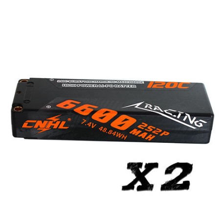 Value Edition [Combo] 2 Packungen CNHL Racing Series 6600 mAh 7,4 V 2S 120 C Hartschalen-Lipo-Akku mit T/Dean-Stecker – UK-Lager