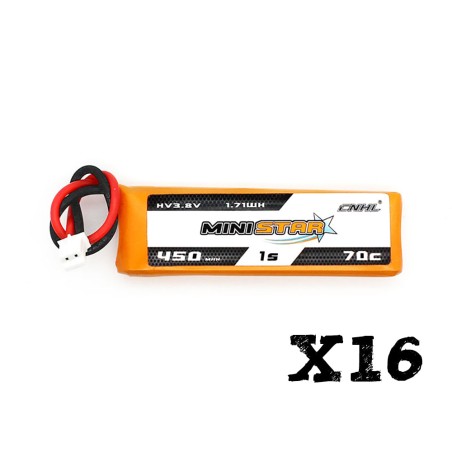 Value Edition 16 Packungen CNHL MiniStar HV 450 mAh 3,8 V 1S 70C Lipo-Akku mit PH2.0-UK Warehouse