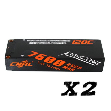 Value Edition [Combo] 2 Packungen CNHL Racing Series 7600 mAh 7,4 V 2S 120 C Hartschalen-Lipo-Akku mit T/Dean-Stecker – UK-Lager