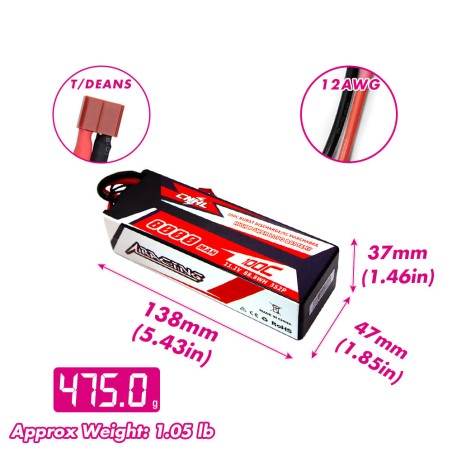 Value Edition CNHL Racing Series 8000 mAh 11,1 V 3S 100C Hartschalen-Lipo-Akku mit T/Dean-Stecker