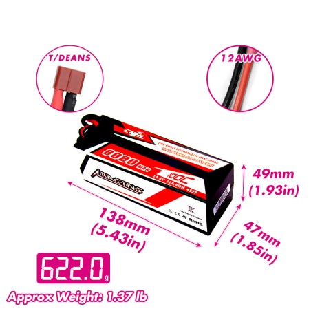 Value Edition CNHL Racing Series 8000 mAh 14,8 V 4S 100C Hartschalen-Lipo-Akku mit T/Dean-Stecker