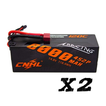 Value Edition [Combo] 2 Packungen CNHL Racing Series 8000 mAh 14,8 V 4S 120C Hartschalen-Lipo-Akku mit T/Dean-Stecker – UK-Lager