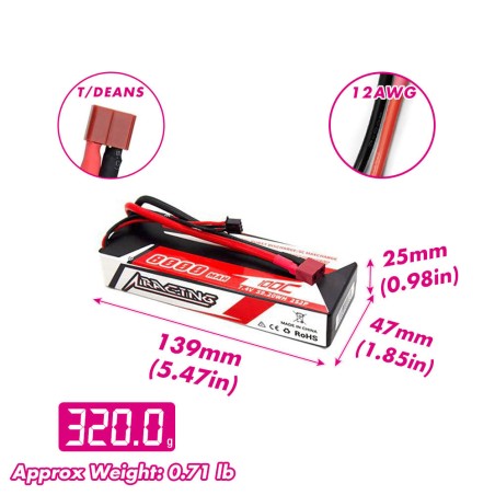 Value Edition CNHL Racing Series 8000 mAh 7,4 V 2S 100C Hartschalen-Lipo-Akku mit T/Dean-Stecker