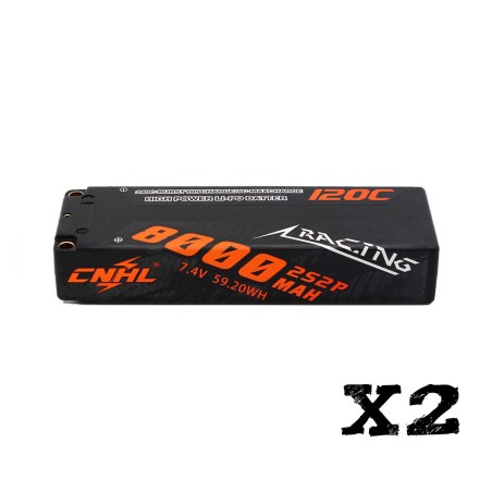 Value Edition [Combo] 2 Packungen CNHL Racing Series 8000 mAh 7,4 V 2S 120C Hartschalen-Lipo-Akku mit T/Dean-Stecker