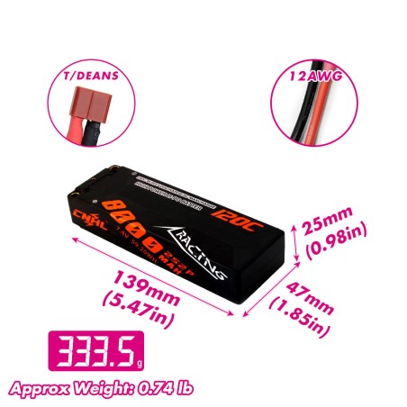 Value Edition [Combo] 2 Packungen CNHL Racing Series 8000 mAh 7,4 V 2S 120C Hartschalen-Lipo-Akku mit T/Dean-Stecker