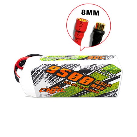 Value Edition CNHL Racing Series 9500 mAh 22,2 V 6S 90C Lipo-Akku mit 8,0 mm Rundstecker