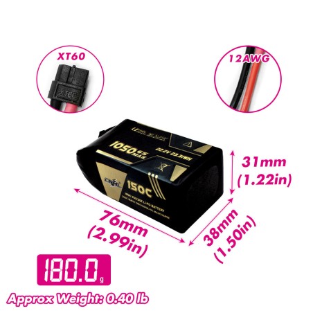 Value Edition CNHL Ultra Black 1050 mAh 22,2 V 6S 150C Lipo-Akku mit XT60-Stecker