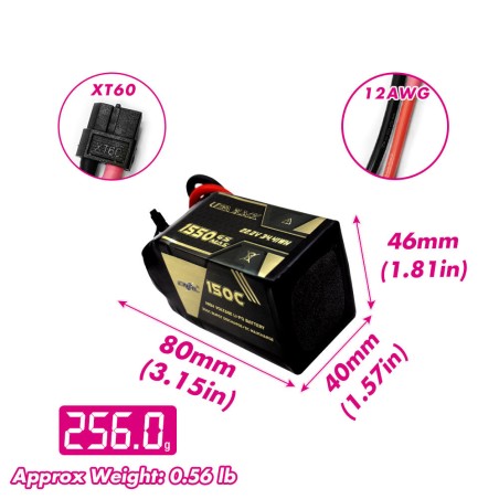 Value Edition CNHL Ultra Black 1550 mAh 22,2 V 6S 150C Lipo-Akku mit XT60-Stecker