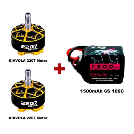 Value Edition [Kombi] 1 Packung 1500 mAh 6S 100C Lipo-Akku und 2 Packungen Co-Branding-Motor DIAVOLA 2207