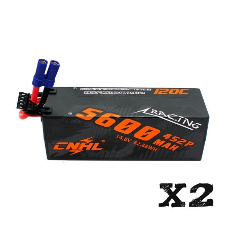 Value Edition [Combo] 2 Packungen CNHL Racing Series 5600 mAh 14,8 V 4S2P 120C Hartschalen-Lipo-Akku mit EC5-Stecker