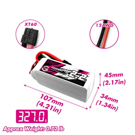 Value Edition 2 Packs CNHL G+Plus 2200mAh 18.5V 5S 70C Lipo Battery with XT60 Plug - UK Warehouse