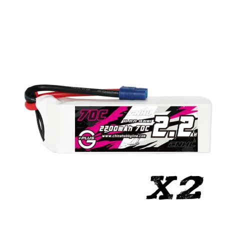 Value Edition 2 Packs CNHL G+Plus 2200mAh 22.2V 6S 70C Lipo Battery with EC3 Plug - UK Warehouse