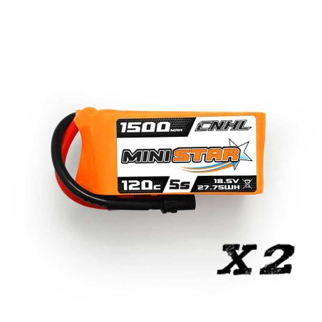 Value Edition 2 Packs CNHL MiniStar 1500mAh 18.5V 5S 120C Lipo Battery with XT60 Plug-UK Warehouse