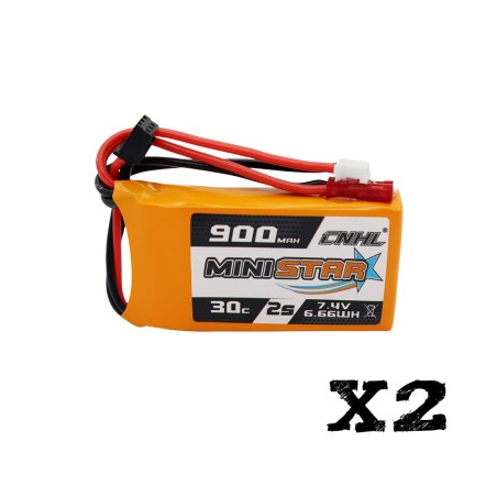 Value Edition 2 Packungen CNHL MiniStar 900 mAh 7,4 V 2S 30C Lipo-Akku mit PH2.0