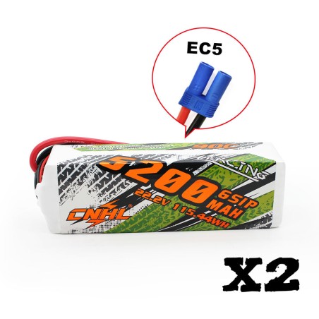 Value Edition 2 Packungen CNHL Racing Series 5200 mAh 22,2 V 6S 90C Lipo-Akku mit EC5-Stecker – UK Warehouse