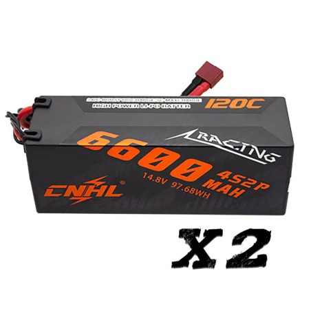 Value Edition 2 Packs CNHL Racing Series 6600mAh 14.8V 4S 120C Hard Case Lipo Battery with T/Dean Plug