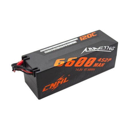 Value Edition 2 Packs CNHL Racing Series 6600mAh 14.8V 4S 120C Hard Case Lipo Battery with T/Dean Plug