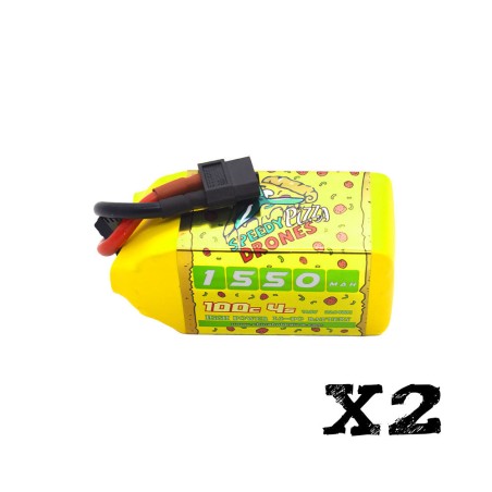 Value Edition 2 Packungen CNHL Speedy Pizza 1550 mAh 14,8 V 4S 100 C Lipo-Akku mit XT60-Stecker – UK-Lager